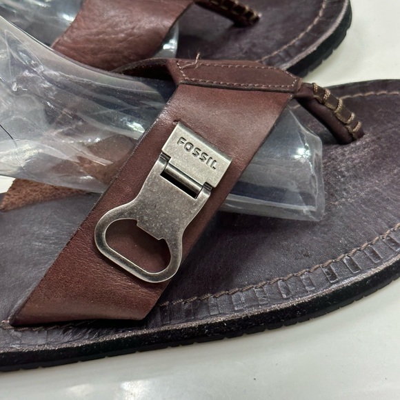 Fossil Men’s Brown Leather Thong Sandals Sz 11 - Picture 6 of 11